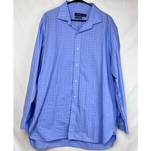 Polo by Ralph Lauren 18 34/35 Blue/White Classic Fit Long Sleeve Button Up Shirt